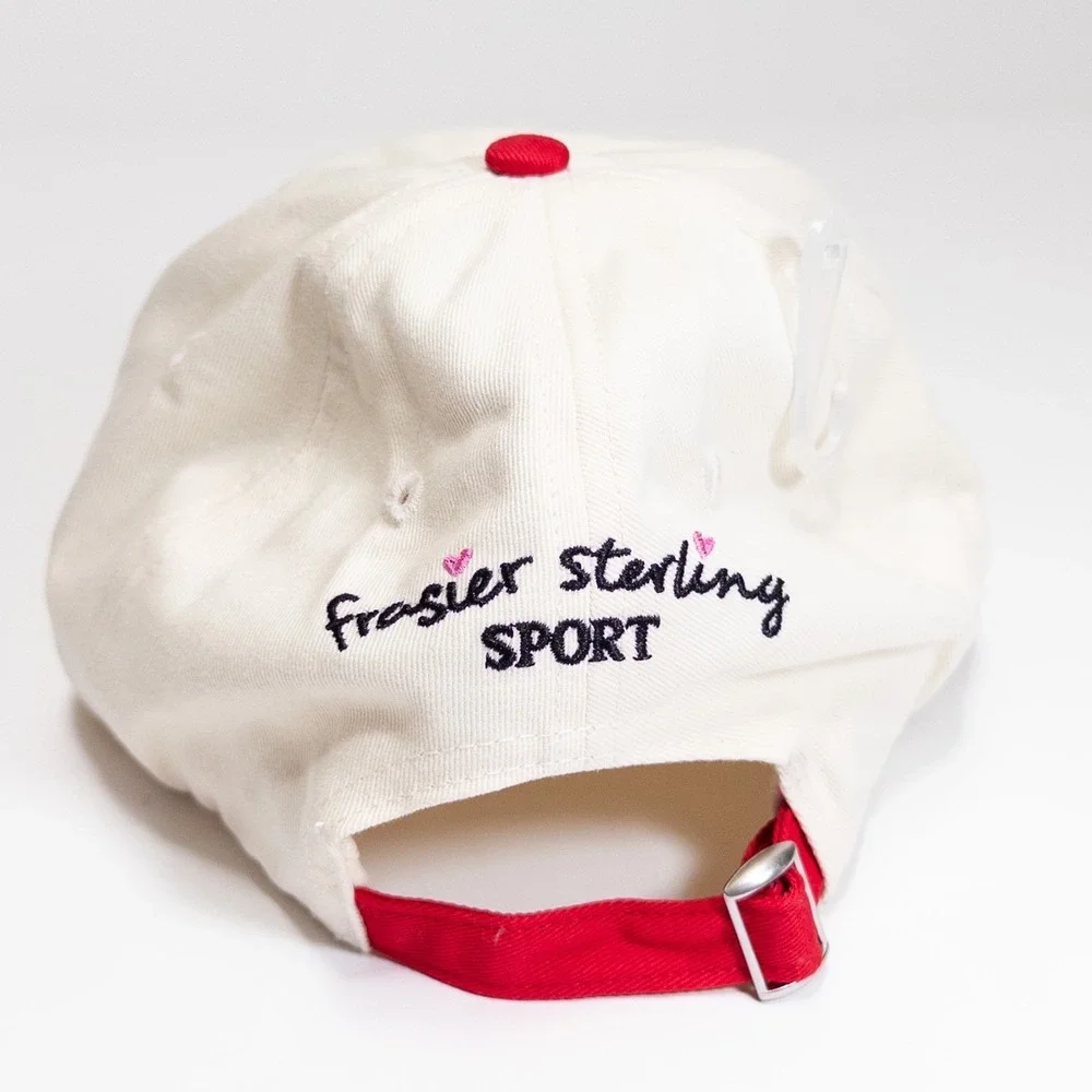 Frasier Sterling Sport Golf Cart Embroidered Dad Hat Cream Red‎